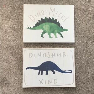 Dinosaur Wall Art Set - Green and Blue